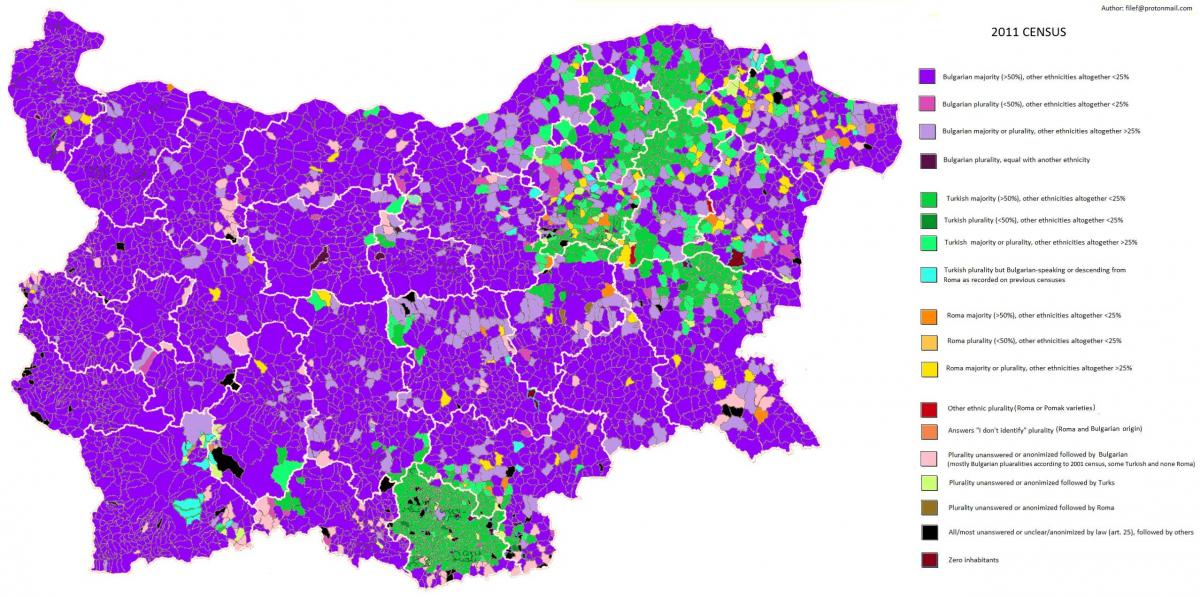 kort over Bulgarien etniske