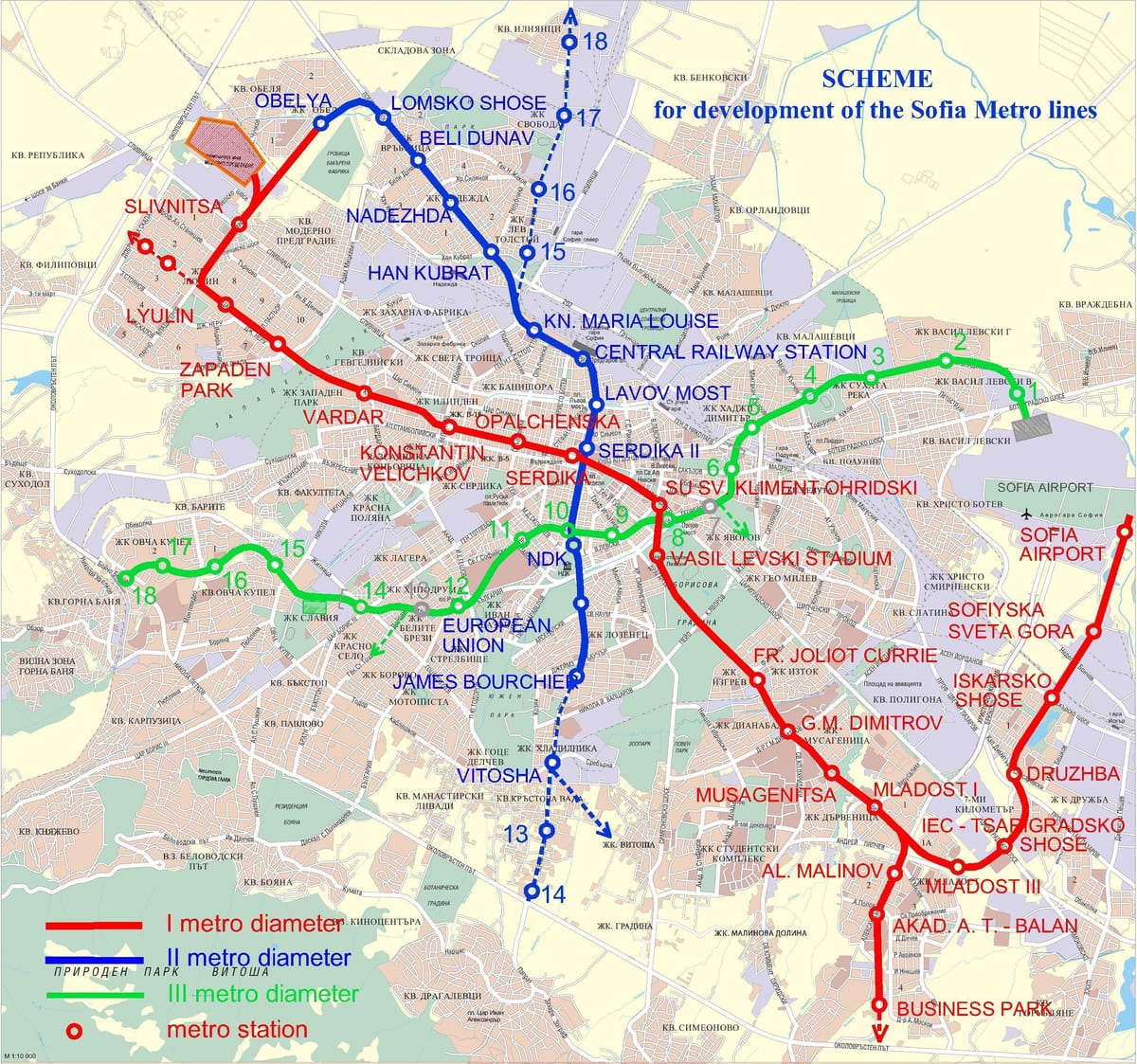kort over Bulgarien metro