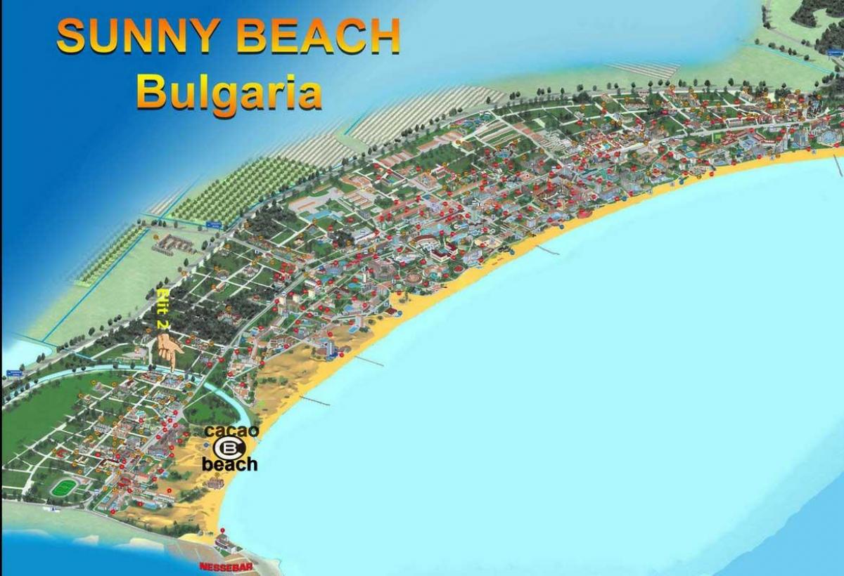 kort over cacao beach Bulgarien