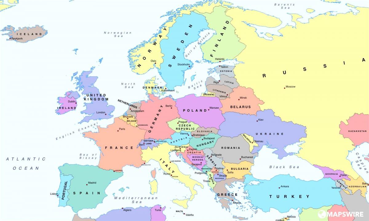 kort over europa, som viser, at Bulgarien