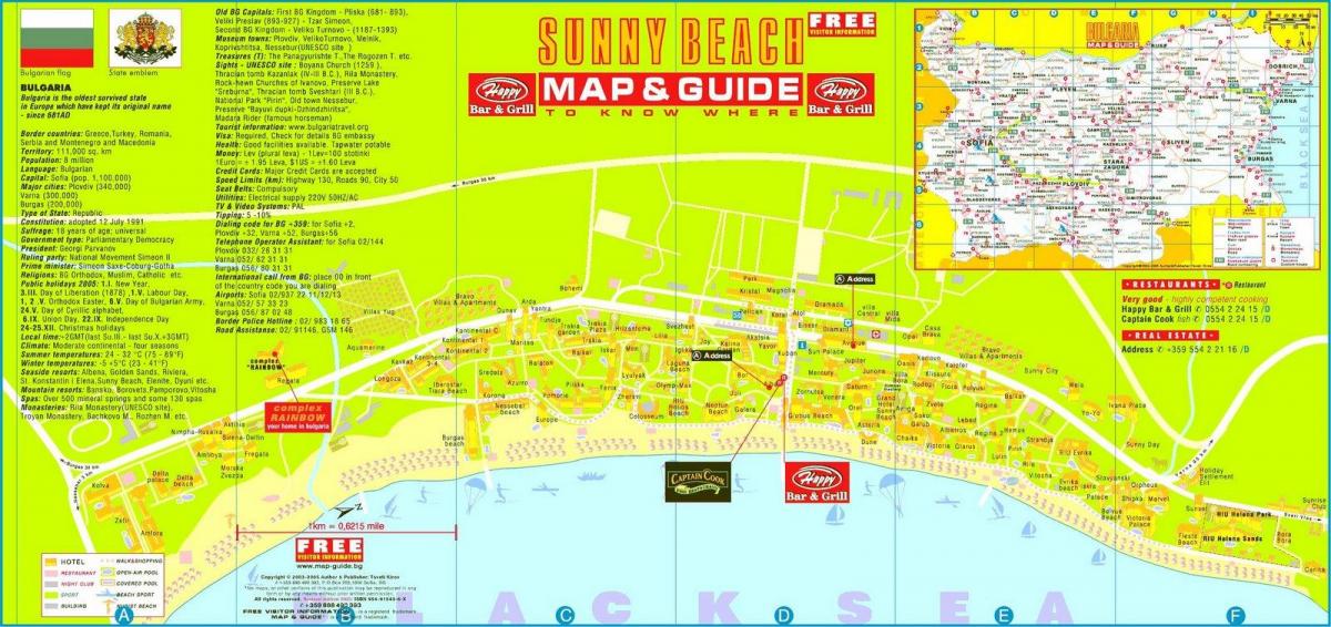 turist kort over sunny beach Bulgarien