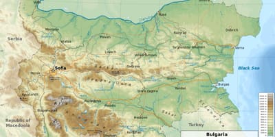 Kort over Bulgarien geografi