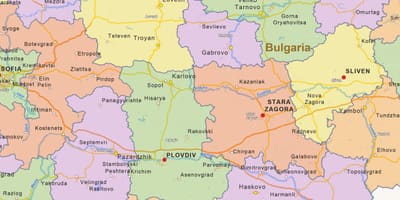 Kort over Bulgarien politiske
