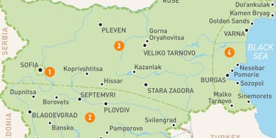 Bulgarien regioner kort