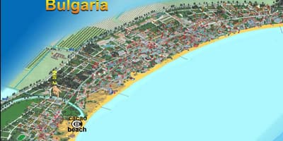 Kort over cacao beach Bulgarien