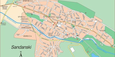 Kort over Bulgarien sandanski